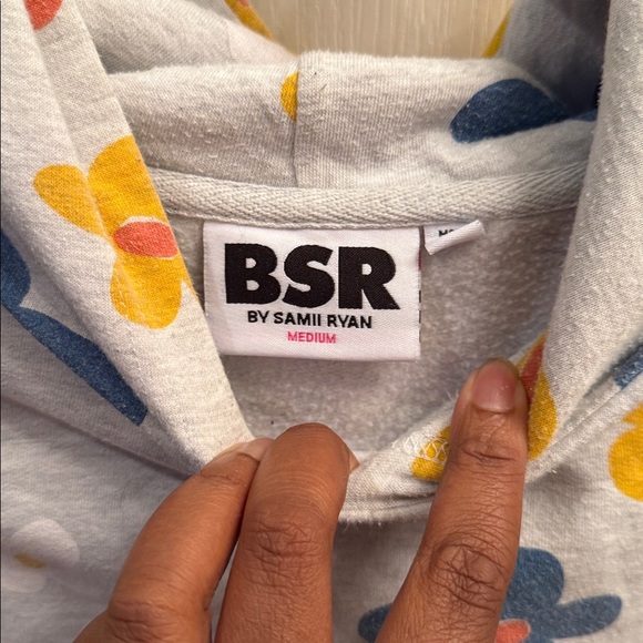 BSR by Samii Ryan Sweatshirt Womens S Gray Whimsical Flower Power Cotton‎ Blend - Picture 2 of 5